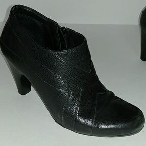 Black leather booties